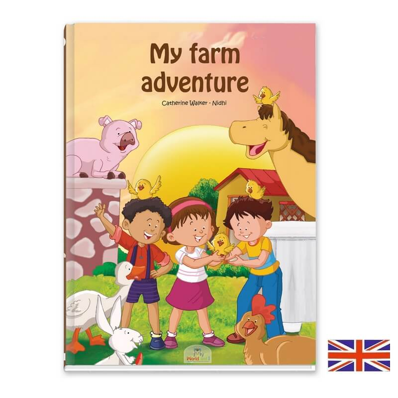 Livre personnalisé en anglais Une journée à la ferme